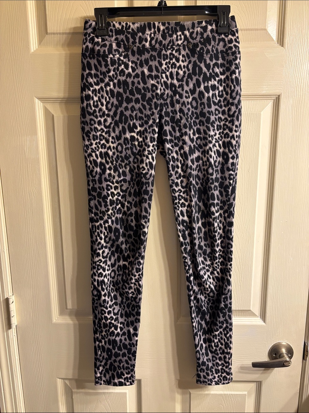 Leopard Print Leggings - Black & Gray Stretch Leggings